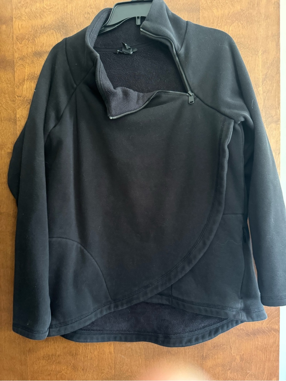 Athleta Black Asymmetrical Zip Fleece Pullover